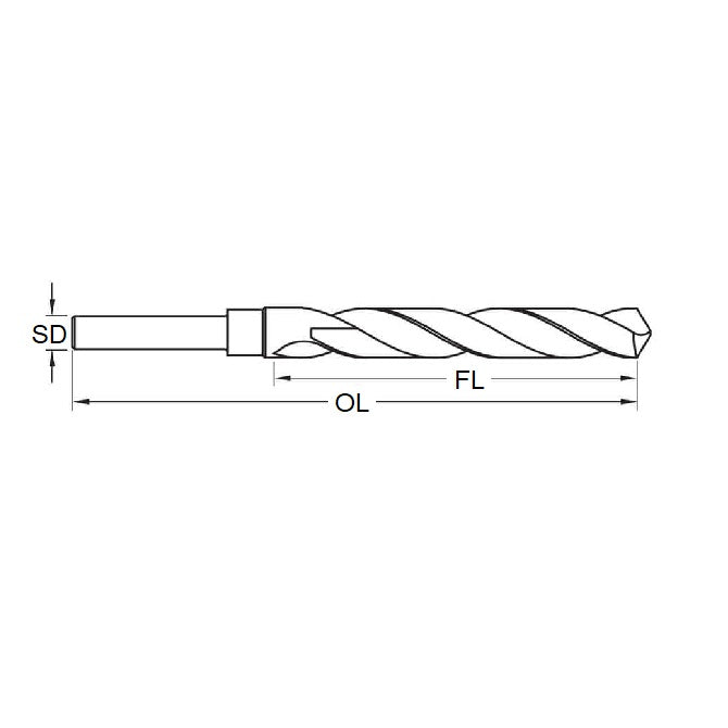 1095310 | DB-1191-R-0635 --- Drill Bits Tools - 11.91x6.35 - - Reduced Shank - High Speed Carbon Steel Drill Bit