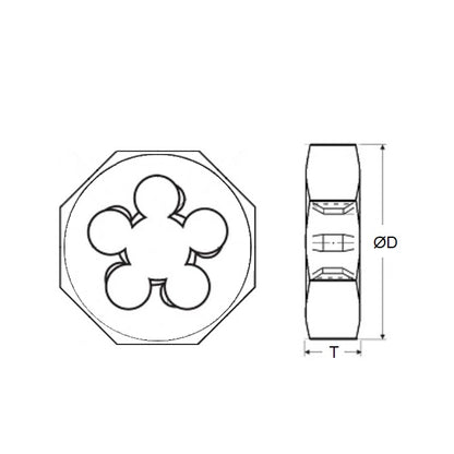 1064608 | DNT-060M --- Threading Tools - M6 - 6x1mm - 1.000 mm / 25.4 TPI - Nut Die Nuts - Carbon Steel Die Nut