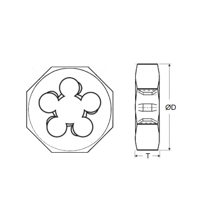 1054700 | DNT-042C --- Threading Tools - 8-32 UNC - 4.17mm - 0.794 mm / 32 TPI - Nut Die Nuts - Carbon Steel Die Nut