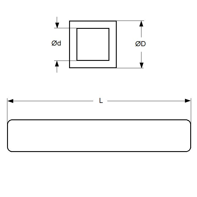 1054282 | 4T-0032-0914-BR (Each) --- Square Tube - 3.18x2.47x914 mm - Brass