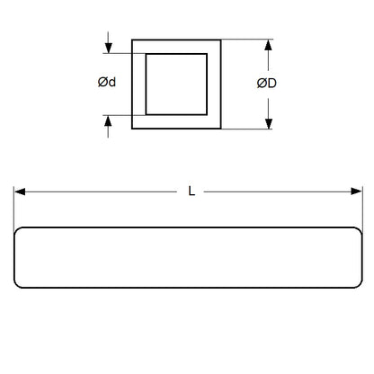 1054282 | 4T-0032-0914-BR (Each) --- Square Tube - 3.18x2.47x914 mm - Brass