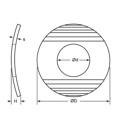1077928 | W0079-T-016-020-WC-S2 (500 Pcs) --- Spring Washers - 7.94x15.9x1.96 mm Curved - Stainless Steel 301 Similar to A2, 302, 304, 18-8 Washer