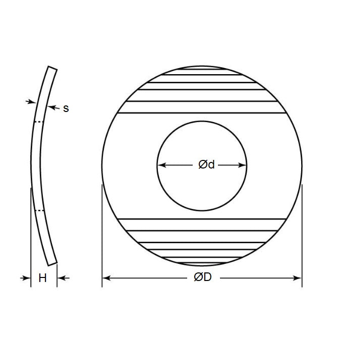 1064586 | W0056-T-013-013-WC-CZ (PK-200) --- Spring Washers - 5.6x12.7x1.27 mm Curved - Carbon Steel Zinc Plated Washer