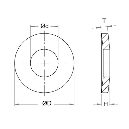 1125948 | W0102-D-019-004-BB-C (Each) --- Disc Spring Washers - 18.8x10x0.35 mm Ball Bearing Type - Carbon Steel Washer