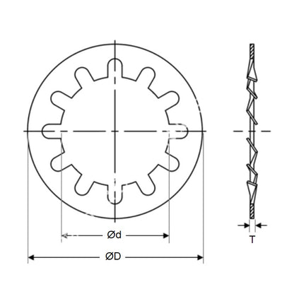1066394 | W0060-LI-013-007-CZ (50 Pcs) --- Lock Washers - 6x13x0.7 mm Internal Tooth Washer