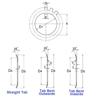 1115275 | WLB017-032-12BO (6 Pcs) --- Lock Washers - 17x32.15 mm - 11 Nr. Tabbed - Carbon Spring Steel Washer