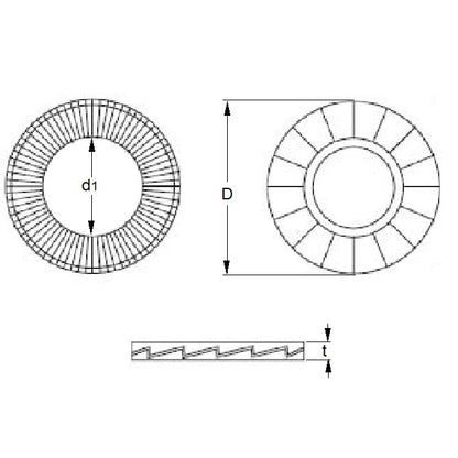 1097853 | W0120-LK-025-032-LR-S6 (100 Pcs) --- LockRite Washers - 12x25.4 - Per Pair - 3.0 316 Stainless Steel - Stainless Steel 316 Similar to A4, 18-10 Washer