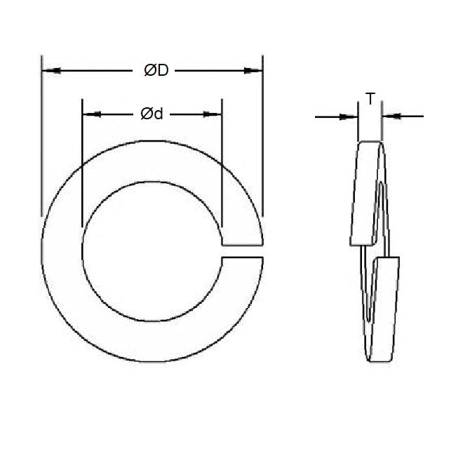 1043256 | W0028-T-006-010-L-CZ (45 Pcs) --- Lock Washers - 2.85x5.6x1 mm Split Washer