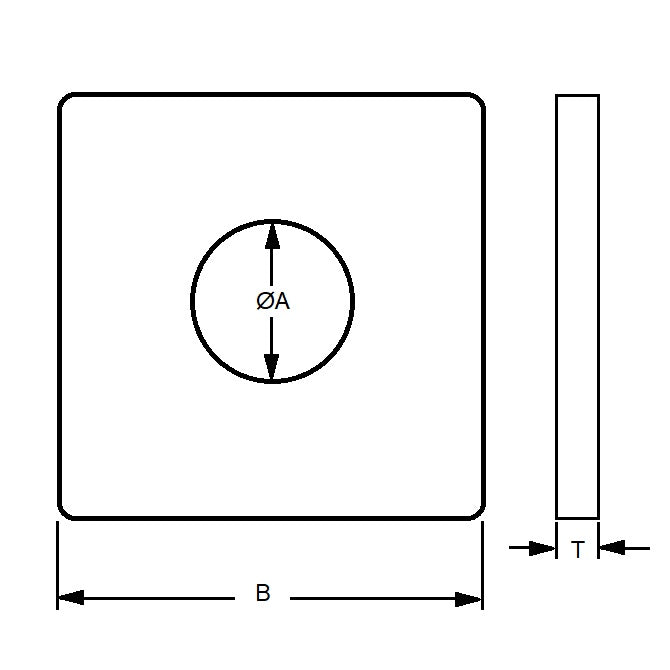 1120069 | W0191-SQ-051-064-C --- Square Washers - 19.05x50.8x6.35 mm Heavy Duty - Carbon Spring Steel Self Finish Washer