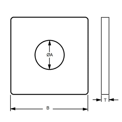 1120069 | W0191-SQ-051-064-C --- Square Washers - 19.05x50.8x6.35 mm Heavy Duty - Carbon Spring Steel Self Finish Washer