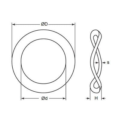 1090484 | W0100-T-016-013-W3-C (2 Pcs) --- Spring Washers - 10x16x1.3 mm 3 Wave - Carbon Spring Steel Self Finish Washer