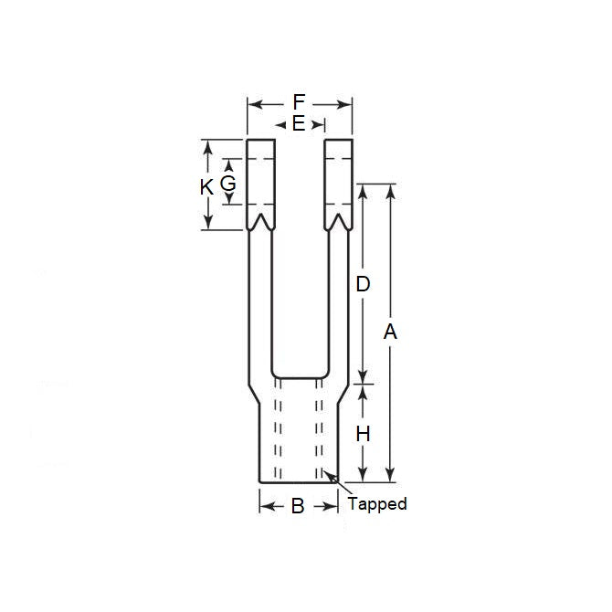 1170938 | Y0635-064F-R-C-H (Each) --- Threaded Yoke Ends - 50.8x11.11x7.14 mm - Steel