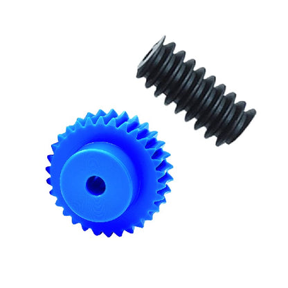 Worm Sets Gears - Pitch Module 1.0 - 40 tooth - 8.00 / 6.00 Module 1 - Polyacetal Gear and Steel Worm