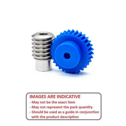 1002550 | WGS1-080-030-050-R-ACS (Each) --- Worm Sets Gears - Pitch Module 0.8 - 30 tooth - 5.00 / 5.00 Module 0.8 - Polyacetal Gear and Steel Worm