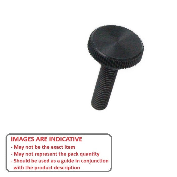 1049852 | KM035C-010-0635-KNU-B (9 Pcs) --- Thumb Knobs - 6-32 UNC - 3.5mm - 9.53x6.4 mm Male With Cap Screw - Plastic with Insert Knob