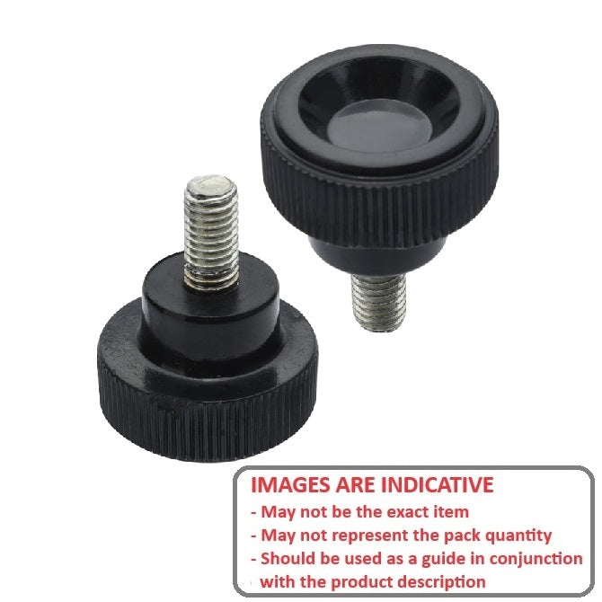 1226031 | KM080M-032-KND30-PH --- Disc Knobs - M8 - 8x1.25mm - 32x30 mm Male Knurled Plastic - Steel Knob