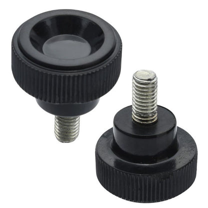 1225696 | KM050M-020-KND10-PH --- Disc Knobs - M5 - 5x0.8mm - 20x10 mm Male Knurled Plastic - Steel Knob