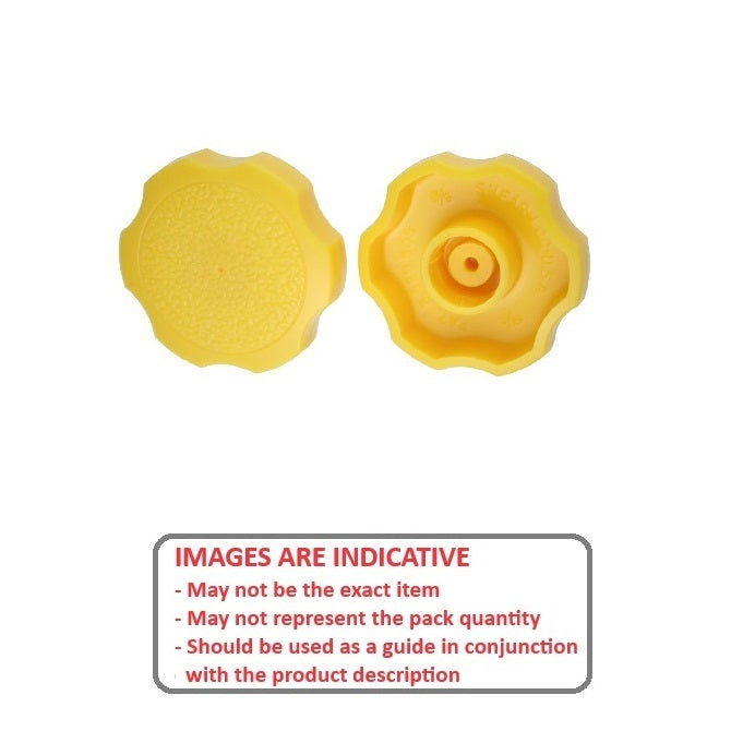 1068001 | KM060M-038-ROS-Y (10 Pcs) --- Thumb Knobs - M6 - 6.00mm - - Use Own Screw 38x12.2 mm For Cap Screws - Plastic Knob