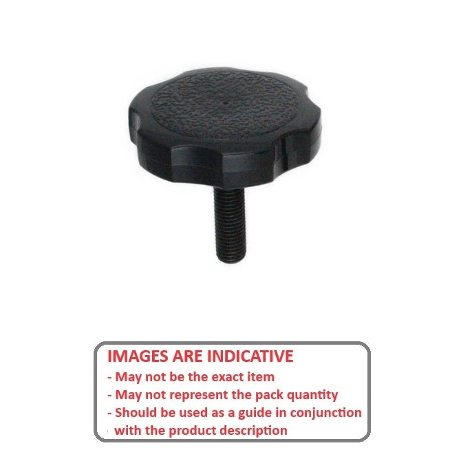 1072859 | KM064C-038-3810-ROS-G (5 Pcs) --- Thumb Knobs - 1/4-20 UNC - 6.35mm - 38.1x38.1 mm Male With Cap Screw - Plastic Knob