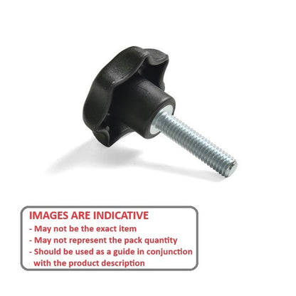 1067535 | KM060M-025-STR-PL --- Star Knobs - M6 - 6x1mm - 25x20 mm Male Plastic - Plastic Knob