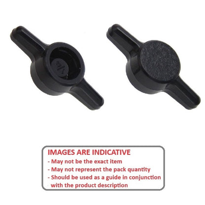 1059617 | KM048-025-TEE-B (10 Pcs) --- Thumb Knobs - 10-24, 10-32 - 4.76mm - - Use Own Screw 25.4x6.4 mm For Cap Screws - Plastic Knob