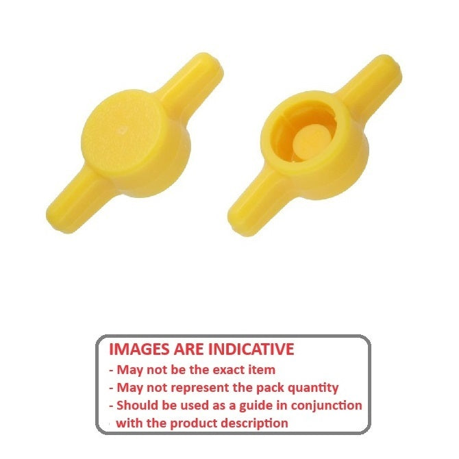 1062637 | KM050M-026-TEE-Y (10 Pcs) --- Thumb Knobs - M5 - 5mm - - Use Own Screw 26x6.6 mm For Cap Screws - Plastic Knob