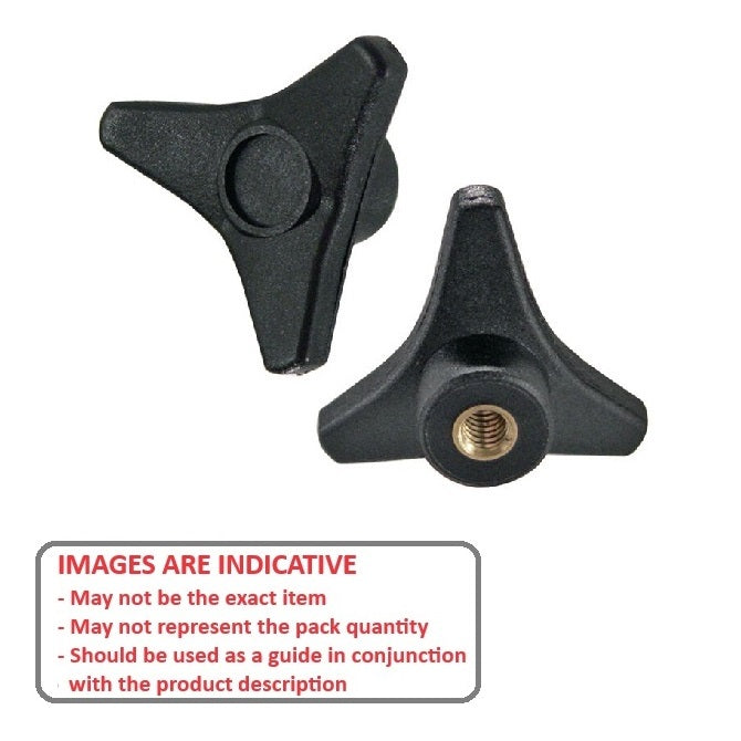 1087086 | KF095C-105-TRI-BHF --- Tri Knobs - 3/8-16 UNC - 9.53mm - 104.9 - - Blind Hole - Brass Knob