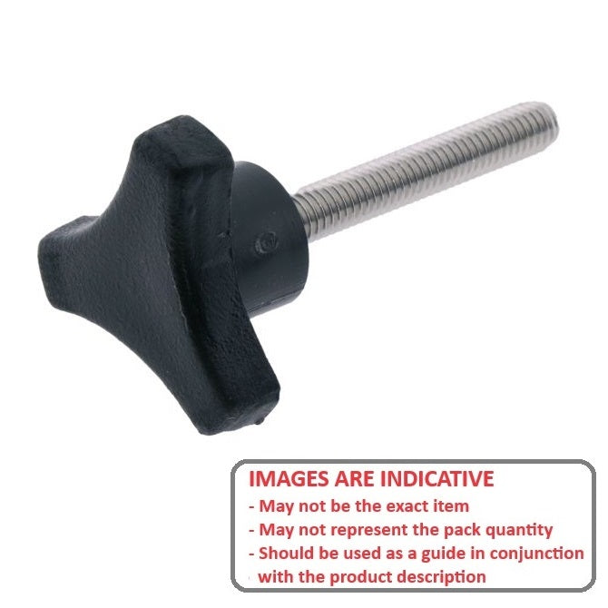 1072533 | KM064C-029-TRI-BHM --- Tri Knobs - 1/4-20 UNC - 6.35mm - 28.58 mm - 12.7 Male - Plated Steel Knob