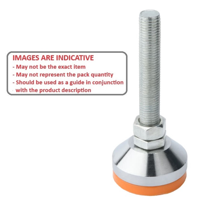 1092582 | MLM-100M-080-S4PP-ECO (4 Pcs) --- Levelling Studded Mounts - M10 - 10x1.5mm - 60x37 mm Economy - Stainless Steel 304 Similar to A2, 18-8 HRB80 Mount