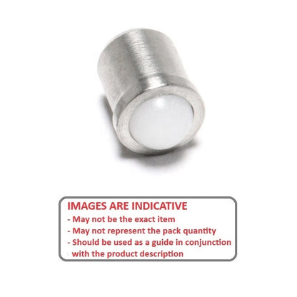 1048792 | PLBP-032-064-SA-022 --- Ball Push Fit Plungers - 3.18x6.4 mm - 8.9 N Stainless Body - Acetal Plunger