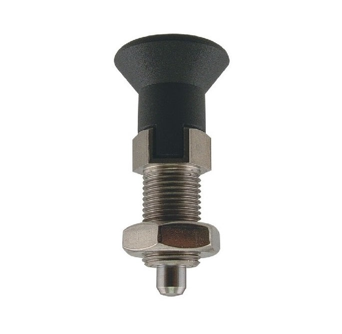 Indexing Pull Knob Plungers - M6 Fine - 6x0.75mm - 31.5 mm - 0.5 N Stainless and Plastic - Stainless Steel 303 Similar to A2, 304, 18-8 