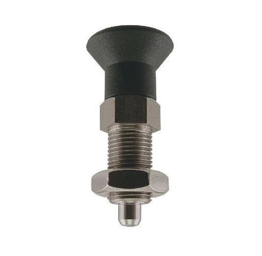 Indexing Pull Knob Plungers - M6 Fine - 6x0.75mm - 31.5 mm - 2 N Stainless and Plastic - Stainless Steel 303 Similar to A2, 304, 18-8 
