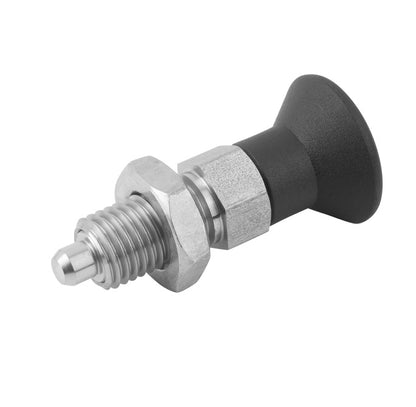 1081826 | PLIT-040-080-100-39-KPN-S3 --- Indexing Pull Knob Plungers - M8 Fine - 8x1mm - 38.5 mm - 2.7 N Stainless and Plastic - Stainless Steel 303 Similar to A2, 304, 18-8 Plunger