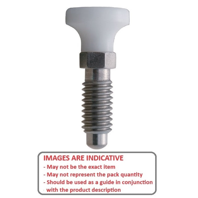 1066392 | PLST-060-130-HS-002 --- Spring Plungers - M6 - 6x1mm - 13 mm - 0.5 N Acetal Handle - Stainless Steel with Acetal Plunger