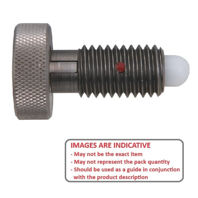 1071361 | PLST-064C-127-HKACLLK-022 --- Spring Plungers - 1/4-20 UNC - 6.35mm - 12.7 mm - 4.5 N Knurled Handle - Steel Body with Acetal Plunger