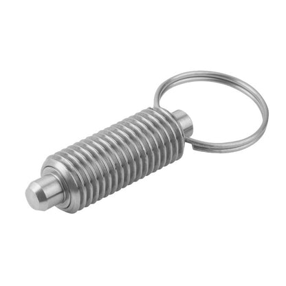 1072538 | PLST-064C-290-RSL-011 --- Spring Plungers - 1/4-20 UNC - 6.35mm - 20.3 mm - 4.5 N Ring Handle - Stainless Steel Plunger