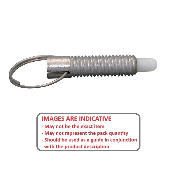 1086457 | PLST-095C-318-RASL-018 --- Spring Plungers - 3/8-16 UNC - 9.53mm - 31.8 mm - 8.9 N Pull Ring - Stainless Steel Body with Acetal Plunger