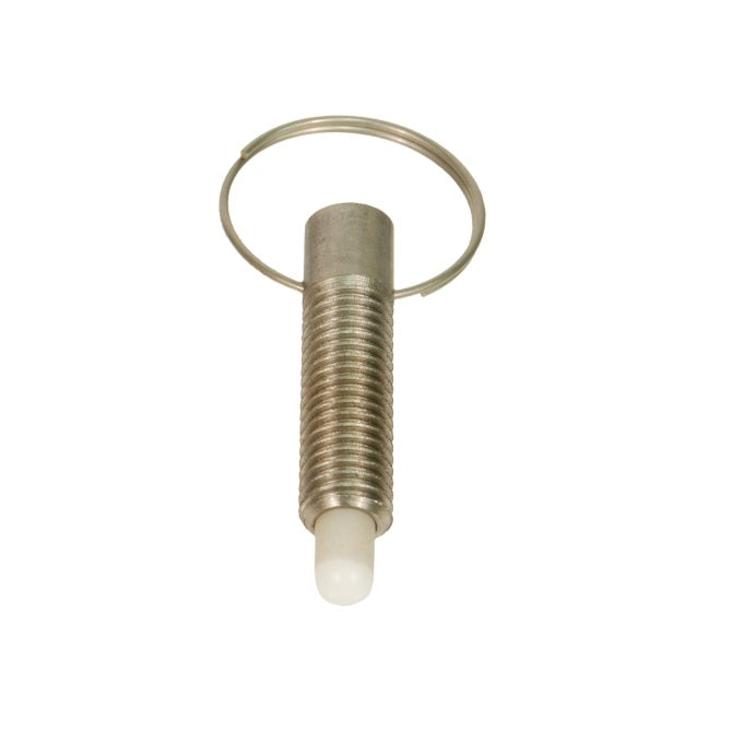 1086457 | PLST-095C-318-RASL-018 --- Spring Plungers - 3/8-16 UNC - 9.53mm - 31.8 mm - 8.9 N Pull Ring - Stainless Steel Body with Acetal Plunger