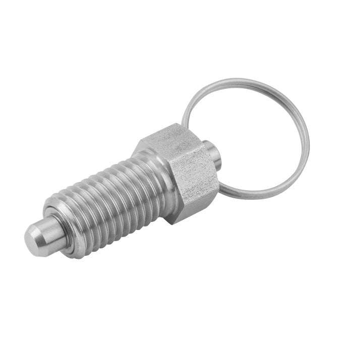 1071176 | PLST-064C-112-RS-009 --- Spring Plungers - 1/4-20 UNC - 6.35mm - 7.9 mm - 2.2 N Ring Handle - Stainless Steel Plunger