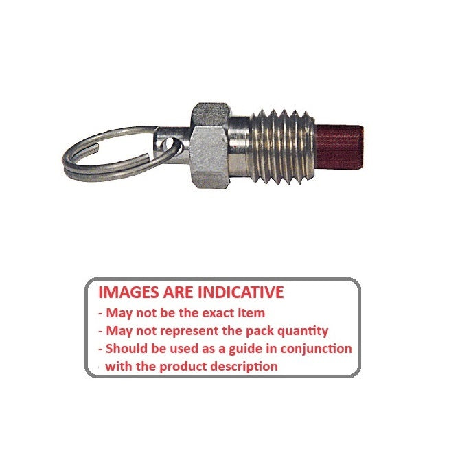 1101472 | PLST-127C-206-RPS-018 --- Spring Plungers - 1/2-13 UNC - 12.7mm - 10.3 mm - 4.5 N Ring Handle - Stainless Steel Body with Phenolic Plunger