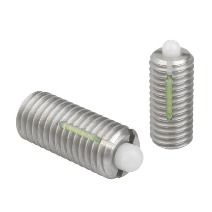 1054947 | PLST-042C-111-AC-021 --- Spring Plungers - 8-32 UNC - 4.17mm - 11.1 mm - 6.7 N No Handle - Steel Body with Acetal Nose Plunger