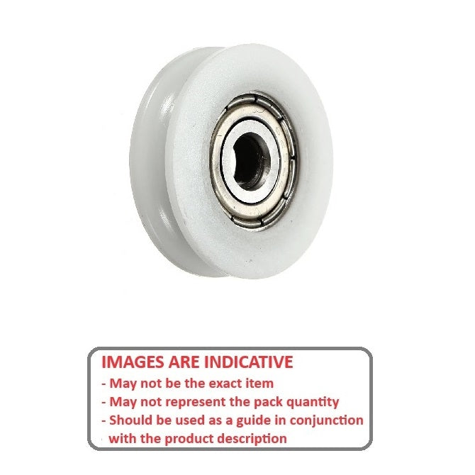 1036718 | PUI012-0191-032-N-BB --- U Groove Idler Pulleys - 1.19x19.05x3.175 mm Single Row - Nylon Polyamide 6/6 Pulley