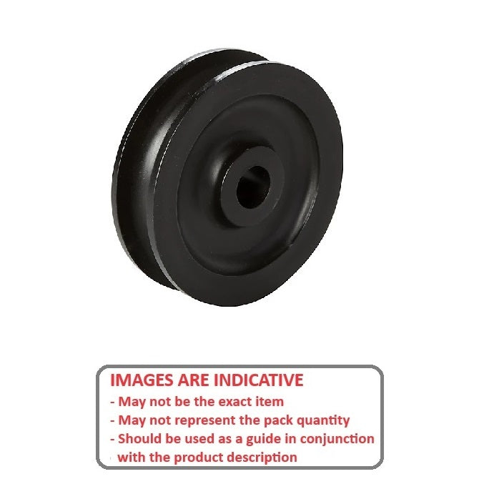 1036720 | PUI012-0191-033-A (100 Pcs) --- U Groove Idler Pulleys - 1.19x19.05x3.251 mm Single Row - Acetal - Black Pulley