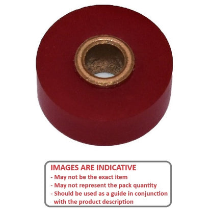 1128289 | IDR-2342X1229X0635-UR --- Idler with Bearing Rollers - 23.42x6.35x12.29 mm Urethane With Plain Sintered Bearing - Aluminium Alloy Roller