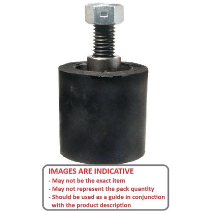 1168844 | RR-220RS --- Solid Stud Mount Rollers - 63.5x23.37 mm - 1/2-13 UNC - 12.7mm - Black Neoprene - Neoprene Rubber Roller