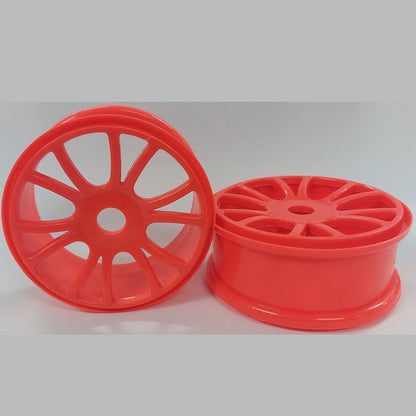 1225058 | RM-8O-080-O-6 (2 Pcs) --- RC Car Rims Hobby - Rim Colour Fluro Orange 6 Split Spoke Eighth Scale - Plastic Rim