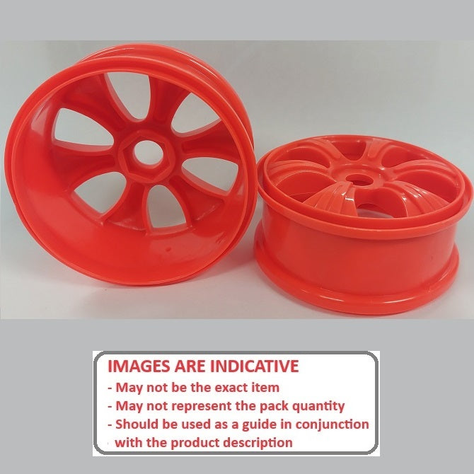 1225143 | RM-8O-080-R-5L (2 Pcs) --- RC Car Rims Hobby - Rim Colour Red 7 Spoke Eighth Scale - Aluminium Rim