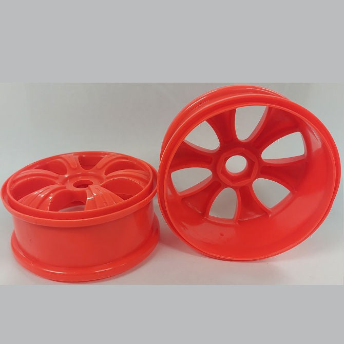 1225143 | RM-8O-080-R-5L (2 Pcs) --- RC Car Rims Hobby - Rim Colour Red 7 Spoke Eighth Scale - Aluminium Rim