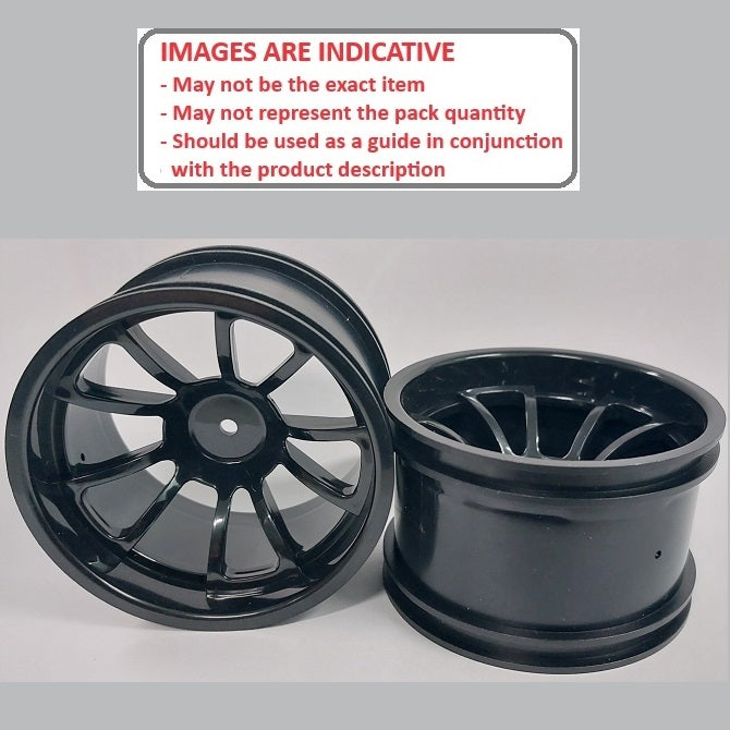 1225262 | RM-XM-078-BK-10 (2 Pcs) --- RC Car Rims Hobby - Rim Colour Black 10 Spoke Monster Truck Tenth Scale - Aluminium Rim