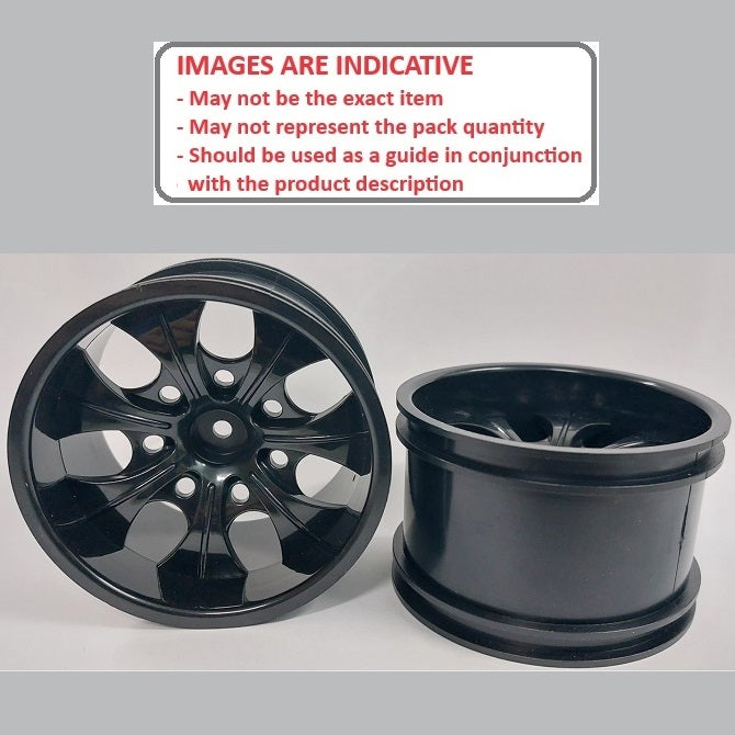 1225140 | RM-XM-078-BK-7 (2 Pcs) --- RC Car Rims Hobby - Rim Colour Black 7 Spoke Monster Truck Tenth Scale - Aluminium Rim